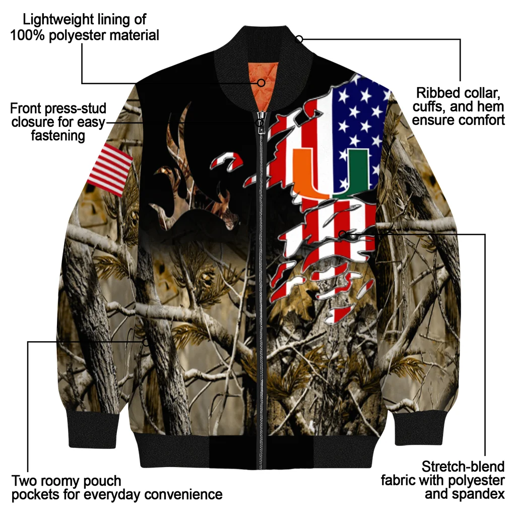 customized miami hurricanes patriot deer camouflage bomber jacket new arrival customized miami hurricanes patriot deer camouflage bomber jacket new arrival