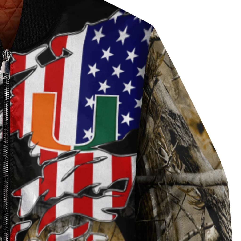 customized miami hurricanes patriot deer camouflage bomber jacket premium grade customized miami hurricanes patriot deer camouflage bomber jacket premium grade