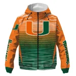 customized miami hurricanes pattern layers orange windbreaker jacket best selling