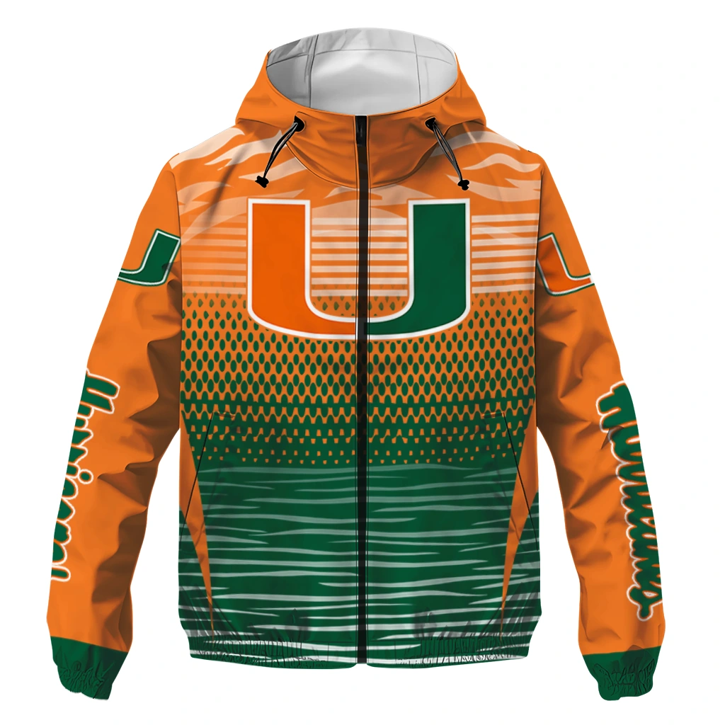 customized miami hurricanes pattern layers orange windbreaker jacket best selling customized miami hurricanes pattern layers orange windbreaker jacket best selling