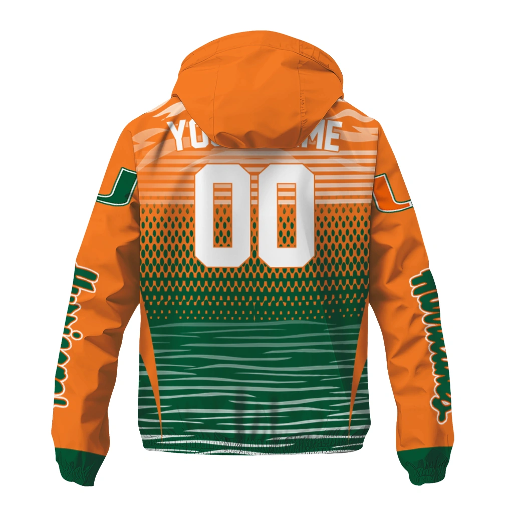 customized miami hurricanes pattern layers orange windbreaker jacket fashion forward customized miami hurricanes pattern layers orange windbreaker jacket fashion forward