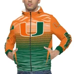 customized miami hurricanes pattern layers orange windbreaker jacket best selling