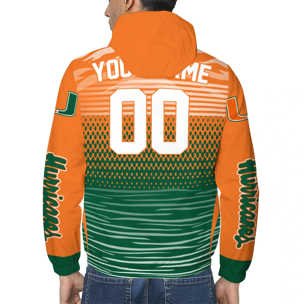 customized miami hurricanes pattern layers orange windbreaker jacket trendy customized miami hurricanes pattern layers orange windbreaker jacket trendy