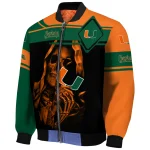 customized miami hurricanes reaper hands orange black bomber jacket best selling