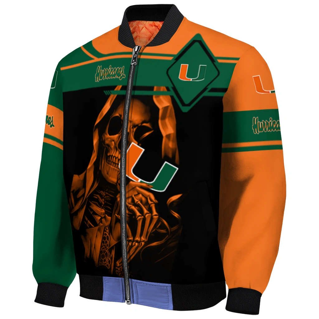 customized miami hurricanes reaper hands orange black bomber jacket fashion forward customized miami hurricanes reaper hands orange black bomber jacket fashion forward