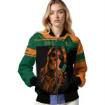 customized miami hurricanes reaper hands orange black bomber jacket best selling