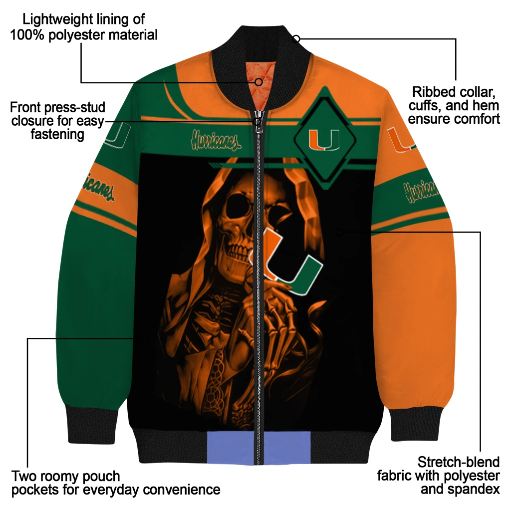 customized miami hurricanes reaper hands orange black bomber jacket new arrival customized miami hurricanes reaper hands orange black bomber jacket new arrival