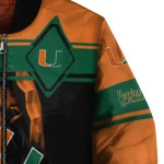 customized miami hurricanes reaper hands orange black bomber jacket best selling