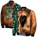 customized miami hurricanes skull cluster orange bomber jacket best selling