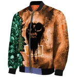 customized miami hurricanes skull cluster orange bomber jacket best selling