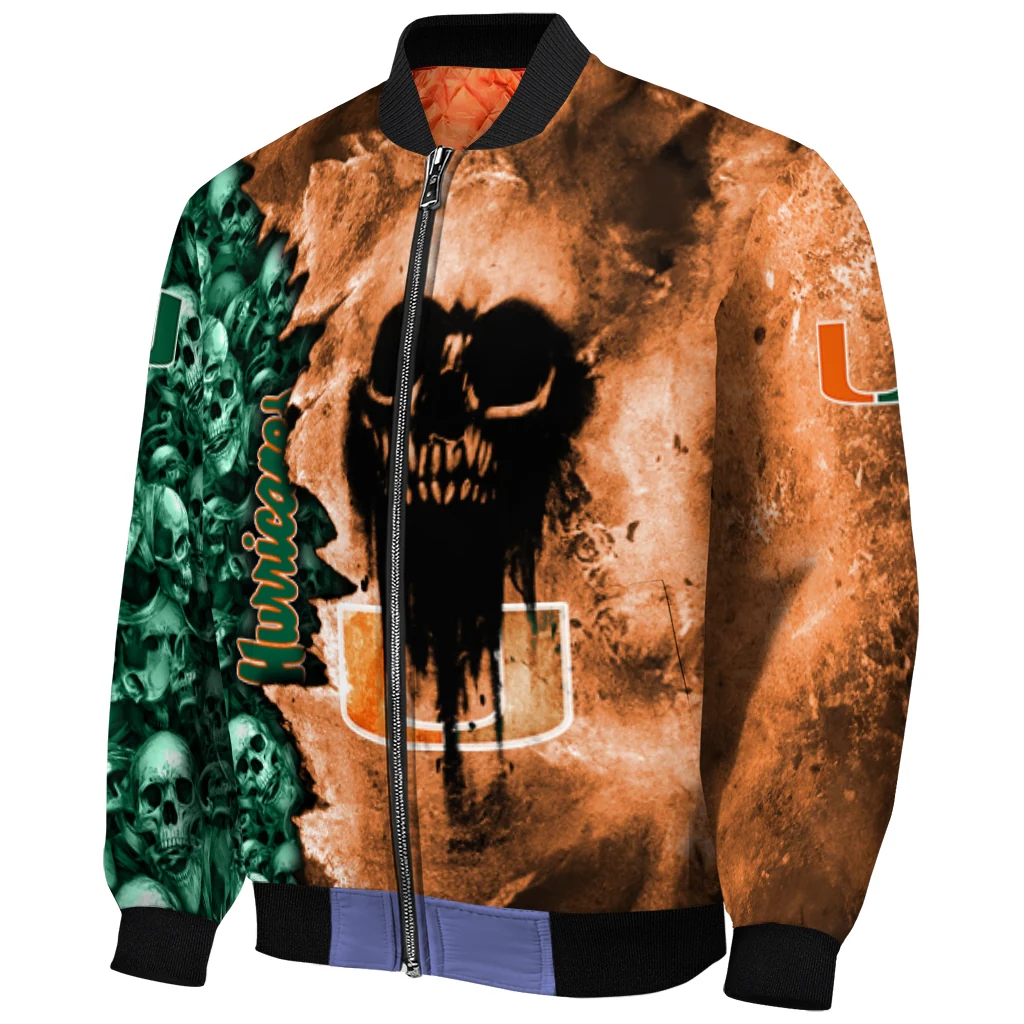 customized miami hurricanes skull cluster orange bomber jacket fashion forward customized miami hurricanes skull cluster orange bomber jacket fashion forward