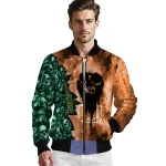 customized miami hurricanes skull cluster orange bomber jacket best selling