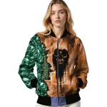 customized miami hurricanes skull cluster orange bomber jacket best selling