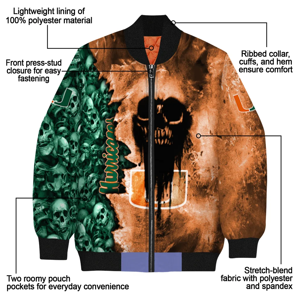 customized miami hurricanes skull cluster orange bomber jacket new arrival customized miami hurricanes skull cluster orange bomber jacket new arrival