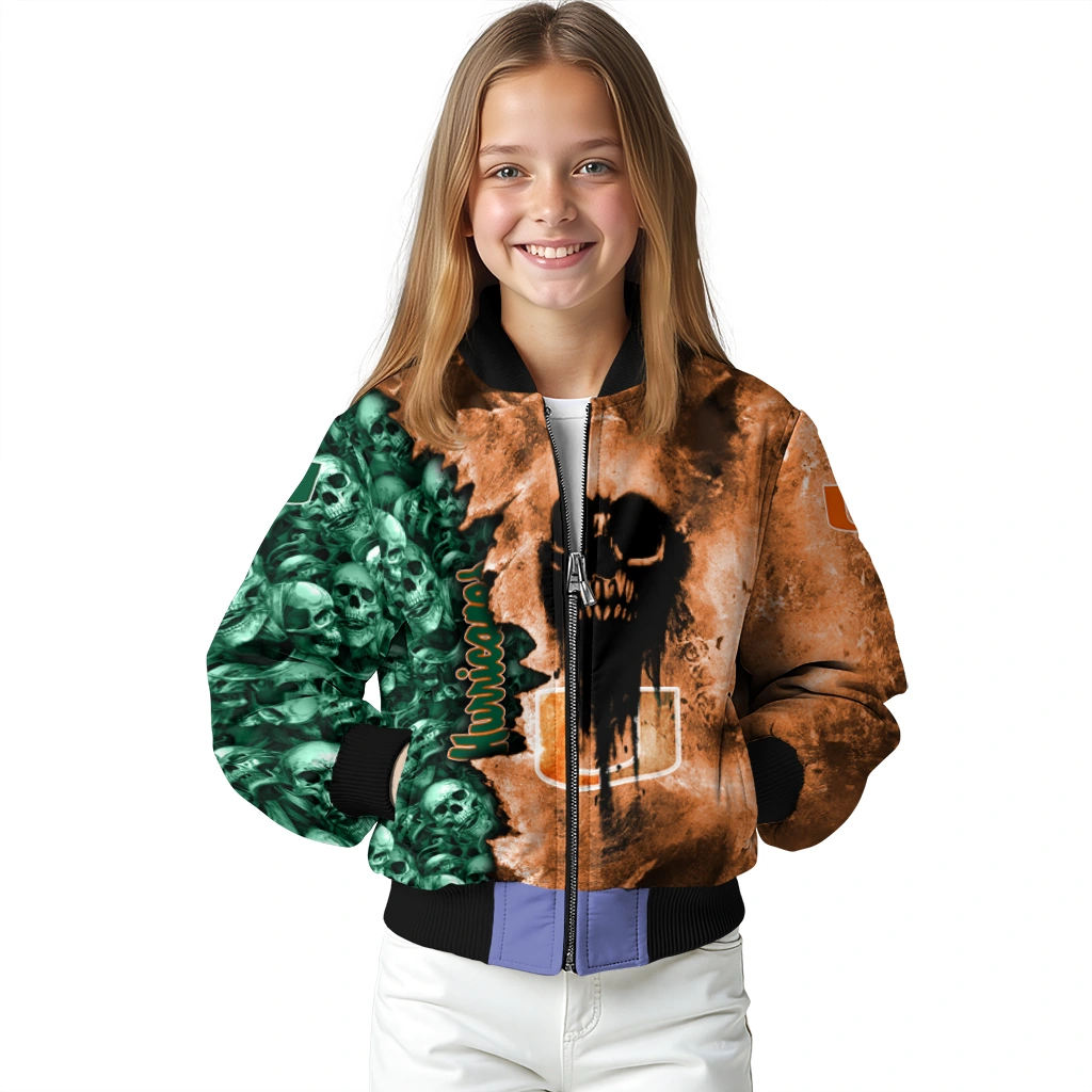customized miami hurricanes skull cluster orange bomber jacket top rated customized miami hurricanes skull cluster orange bomber jacket top rated