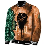 customized miami hurricanes skull cluster orange varsity jacket best selling