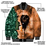 customized miami hurricanes skull cluster orange varsity jacket best selling