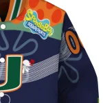 customized miami hurricanes spongebob playtime orange blue varsity jacket best selling
