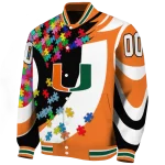 customized miami hurricanes stars and stripes slashes orange varsity jacket best selling