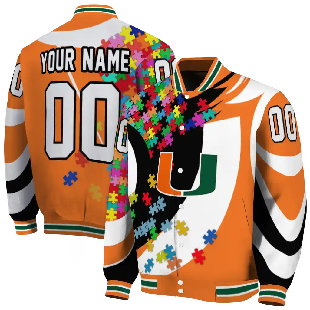 customized miami hurricanes stars and stripes slashes orange varsity jacket fashion forward customized miami hurricanes stars and stripes slashes orange varsity jacket fashion forward