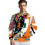 customized miami hurricanes stars and stripes slashes orange varsity jacket best selling