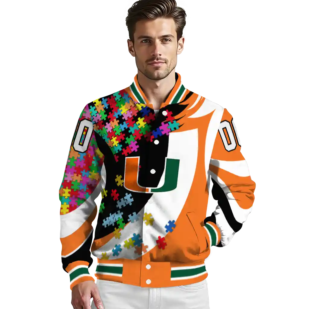 customized miami hurricanes stars and stripes slashes orange varsity jacket high quality customized miami hurricanes stars and stripes slashes orange varsity jacket high quality