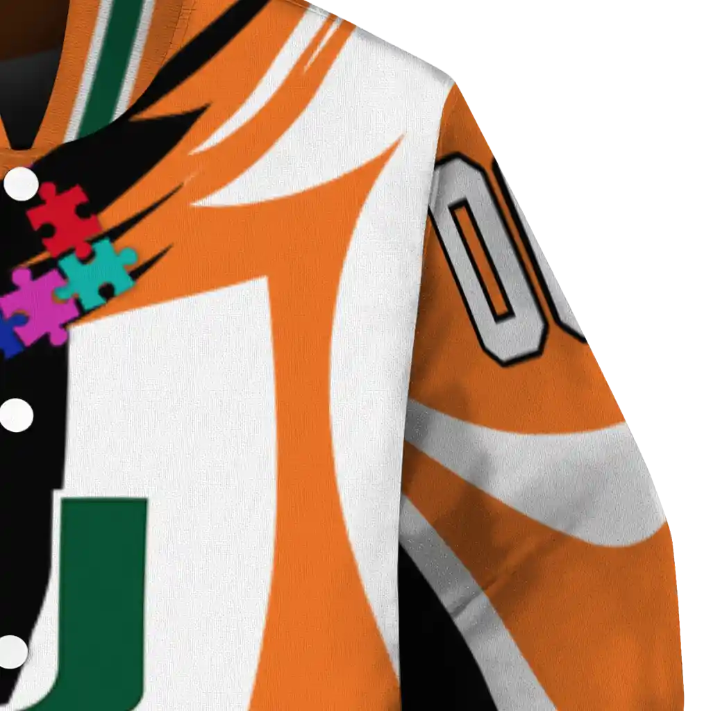 customized miami hurricanes stars and stripes slashes orange varsity jacket premium grade customized miami hurricanes stars and stripes slashes orange varsity jacket premium grade