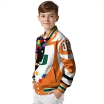 customized miami hurricanes stars and stripes slashes orange varsity jacket best selling