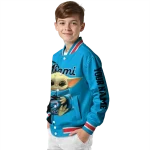 customized miami marlins adorable yoda blue black varsity jacket best selling
