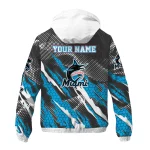 customized miami marlins claw mesh blue gray windbreaker jacket best selling
