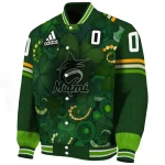 customized miami marlins shamrock vortex green varsity jacket best selling