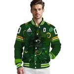 customized miami marlins shamrock vortex green varsity jacket best selling