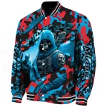 customized miami marlins skull horde blue varsity jacket best selling