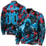 customized miami marlins skull horde blue varsity jacket best selling