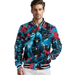 customized miami marlins skull horde blue varsity jacket best selling