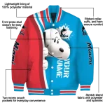 customized miami marlins snoopy head blue varsity jacket best selling