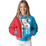 customized miami marlins snoopy head blue varsity jacket best selling