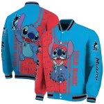 customized miami marlins stitch laughing blue varsity jacket best selling