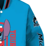 customized miami marlins stitch laughing blue varsity jacket best selling