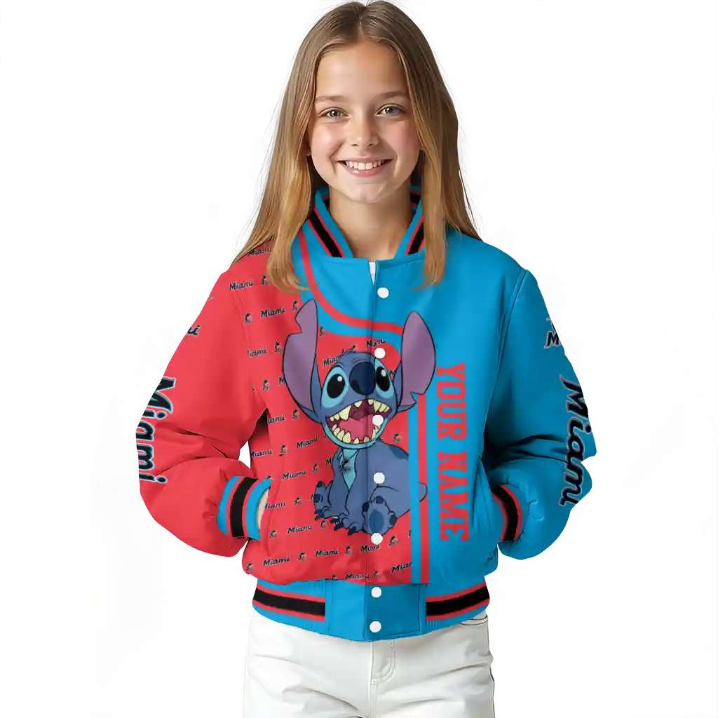 customized miami marlins stitch laughing blue varsity jacket top rated customized miami marlins stitch laughing blue varsity jacket top rated