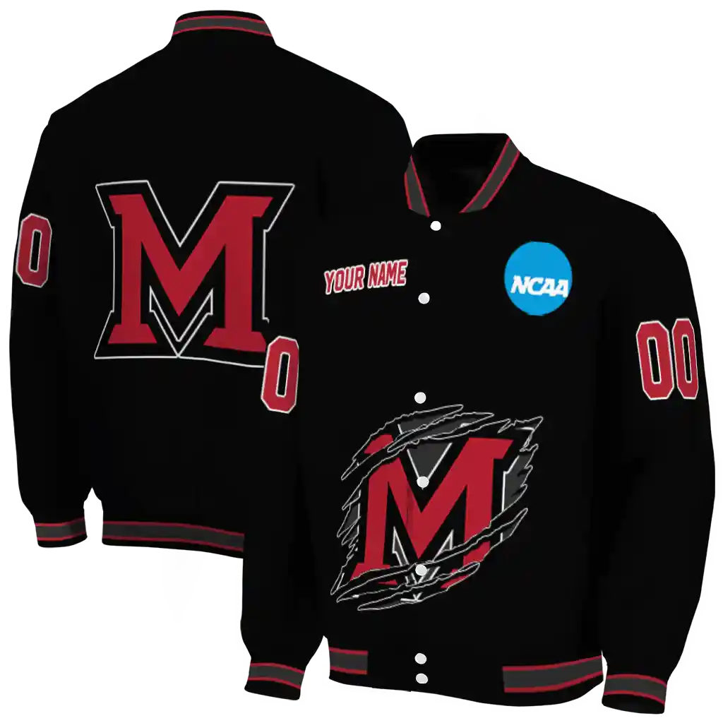 customized miami redhawks claw shred black varsity jacket fashion forward customized miami redhawks claw shred black varsity jacket fashion forward
