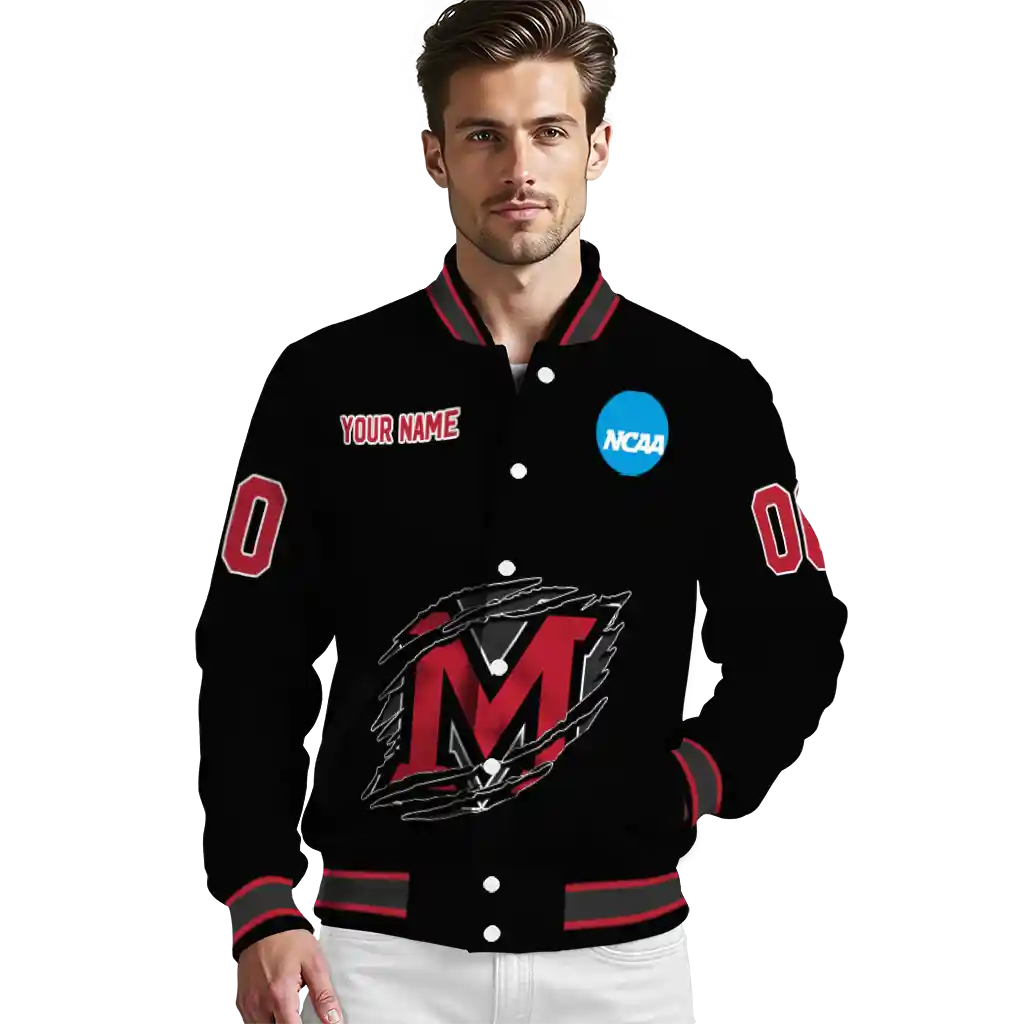 customized miami redhawks claw shred black varsity jacket high quality customized miami redhawks claw shred black varsity jacket high quality
