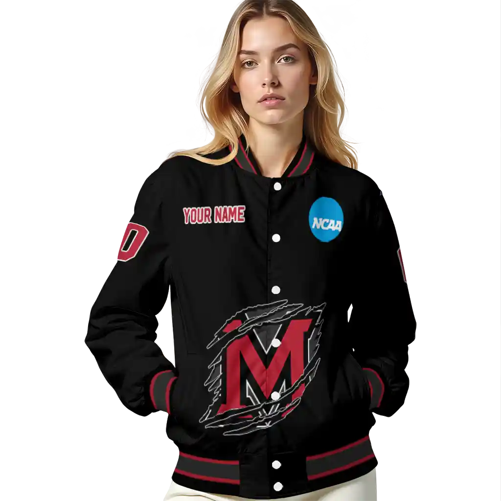 customized miami redhawks claw shred black varsity jacket latest model customized miami redhawks claw shred black varsity jacket latest model