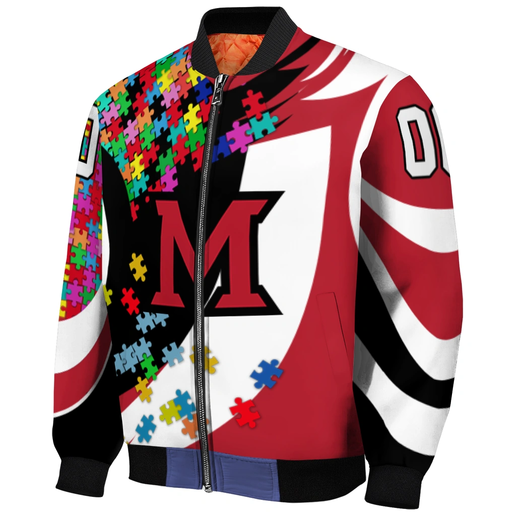 customized miami redhawks stars and stripes slashes red bomber jacket fashion forward customized miami redhawks stars and stripes slashes red bomber jacket fashion forward