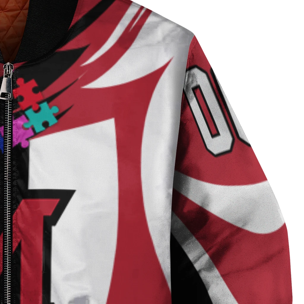customized miami redhawks stars and stripes slashes red bomber jacket premium grade customized miami redhawks stars and stripes slashes red bomber jacket premium grade