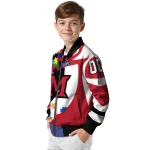 customized miami redhawks stars and stripes slashes red bomber jacket best selling
