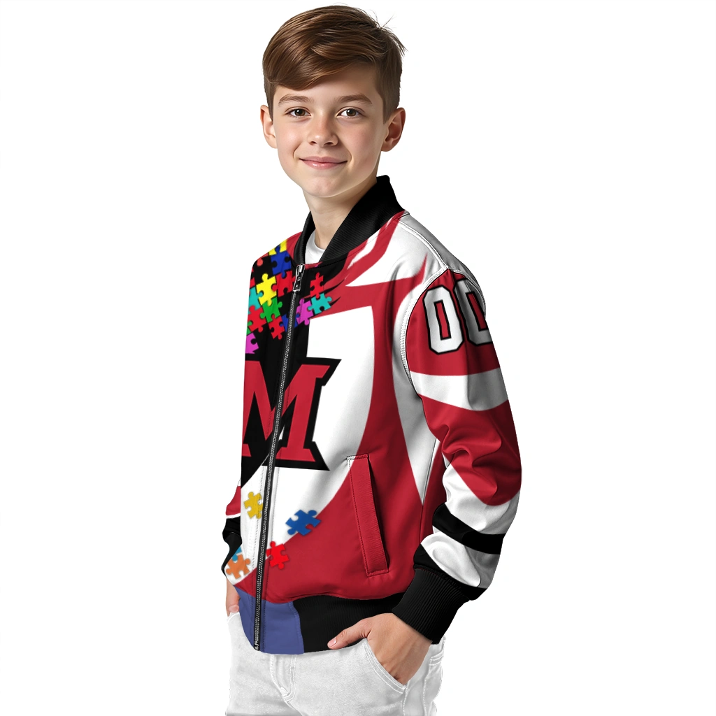 customized miami redhawks stars and stripes slashes red bomber jacket trendy customized miami redhawks stars and stripes slashes red bomber jacket trendy