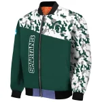 customized michigan state spartans camouflage splash green bomber jacket best selling