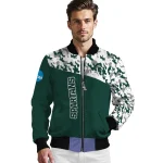 customized michigan state spartans camouflage splash green bomber jacket best selling