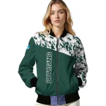 customized michigan state spartans camouflage splash green bomber jacket best selling